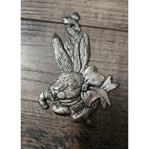 Vintage 1990 Arthur Court Rabbit Christmas Ornament Detailed Pewter 3.5” Box 37
